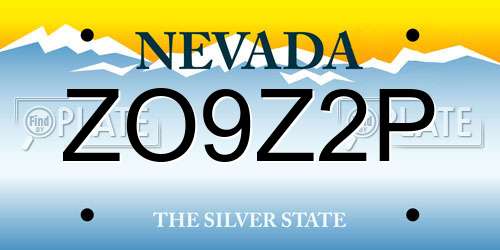 ZO9Z2P Nevada License Plate