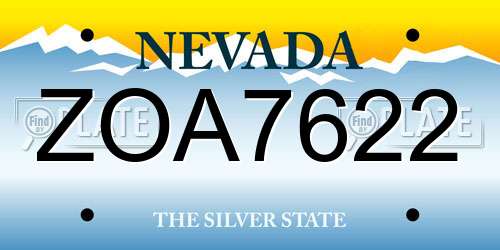 ZOA7622 Nevada License Plate
