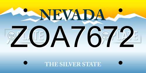 ZOA7672 Nevada License Plate