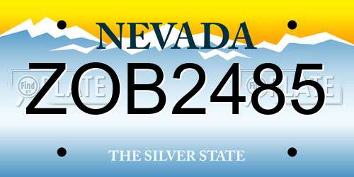 ZOB2485 Nevada License Plate