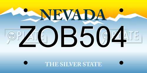 ZOB504 Nevada License Plate