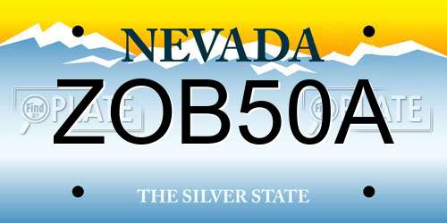 ZOB50A Nevada License Plate