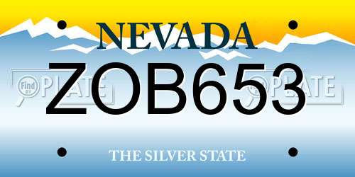 ZOB653 Nevada License Plate