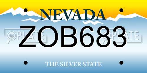 ZOB683 Nevada License Plate