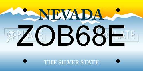 ZOB68E Nevada License Plate