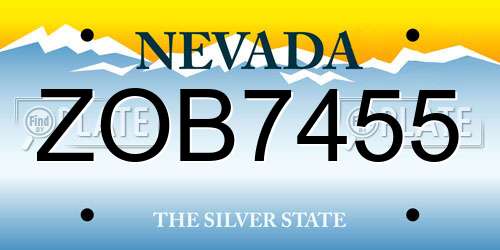 ZOB7455 Nevada License Plate