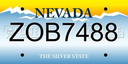 ZOB7488 Nevada License Plate