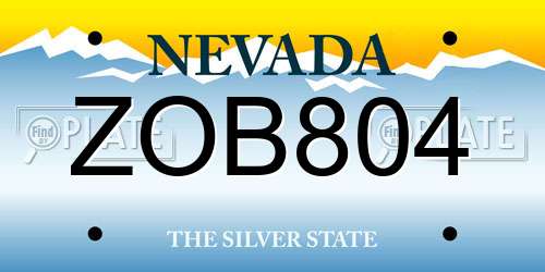 ZOB804 Nevada License Plate