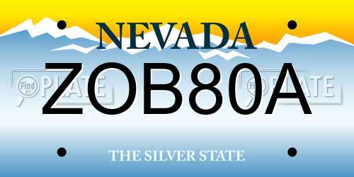 ZOB80A Nevada License Plate