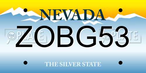 ZOBG53 Nevada License Plate