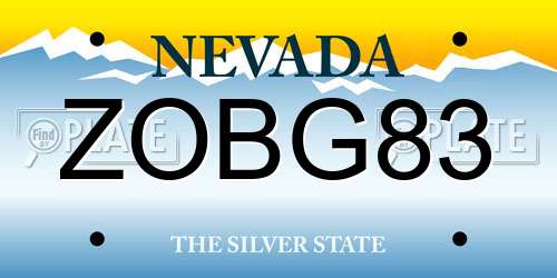 ZOBG83 Nevada License Plate