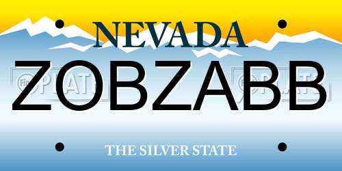 ZOBZABB Nevada License Plate