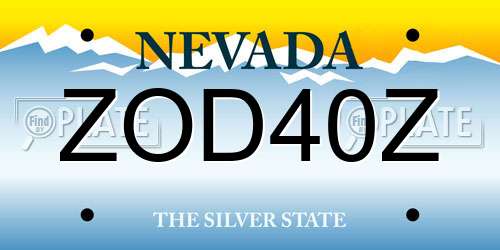 ZOD40Z Nevada License Plate
