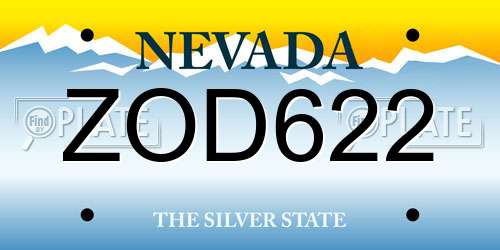 ZOD622 Nevada License Plate
