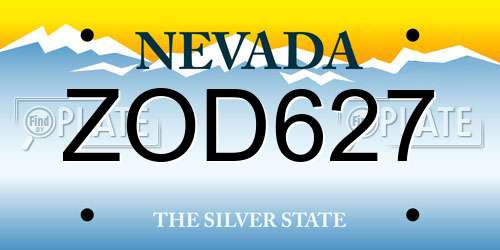 ZOD627 Nevada License Plate