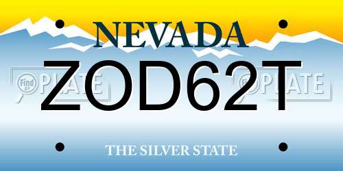 ZOD62T Nevada License Plate