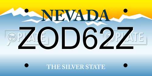 ZOD62Z Nevada License Plate