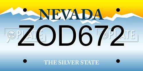 ZOD672 Nevada License Plate