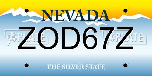 ZOD67Z Nevada License Plate