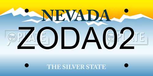 ZODA02 Nevada License Plate