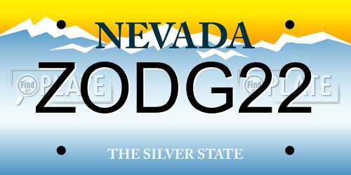 ZODG22 Nevada License Plate