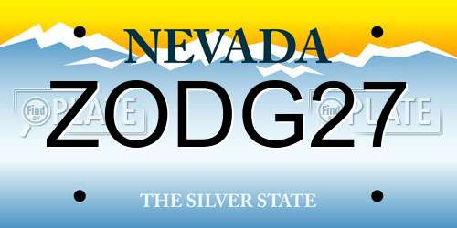 ZODG27 Nevada License Plate