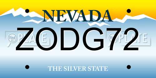 ZODG72 Nevada License Plate