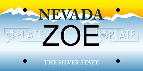 ZOE Nevada License Plate