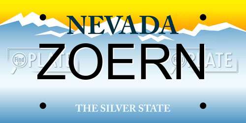 ZOERN Nevada License Plate