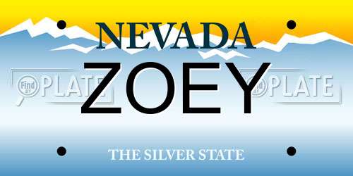 ZOEY Nevada License Plate