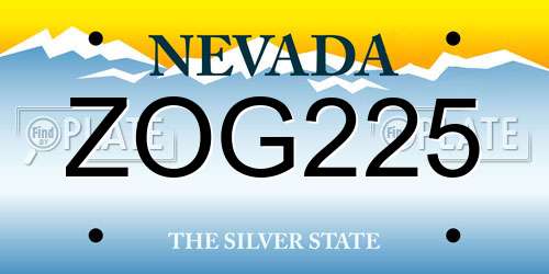 ZOG225 Nevada License Plate