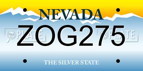 ZOG275 Nevada License Plate