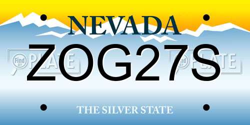 ZOG27S Nevada License Plate