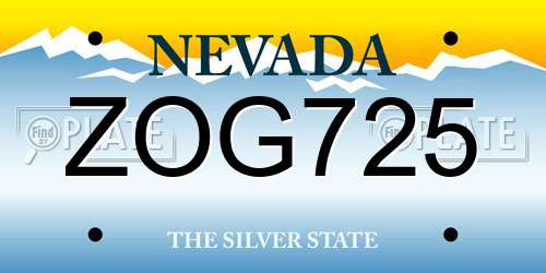 ZOG725 Nevada License Plate