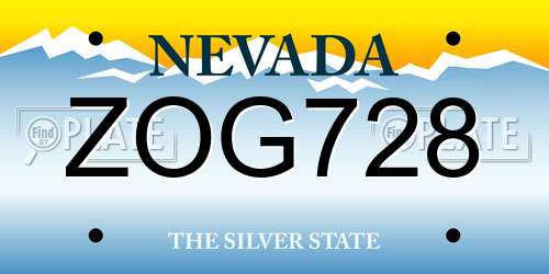 ZOG728 Nevada License Plate