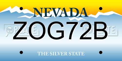 ZOG72B Nevada License Plate