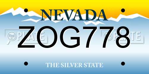 ZOG778 Nevada License Plate