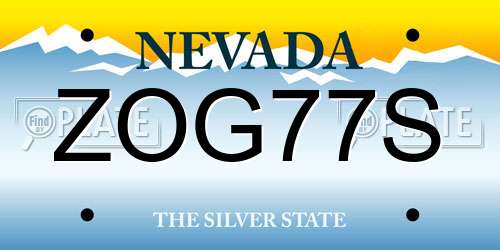 ZOG77S Nevada License Plate