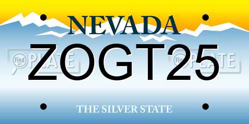 ZOGT25 Nevada License Plate