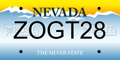 ZOGT28 Nevada License Plate
