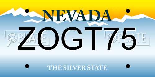 ZOGT75 Nevada License Plate