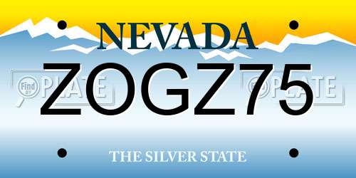 ZOGZ75 Nevada License Plate