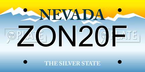ZON20F Nevada License Plate