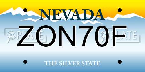 ZON70F Nevada License Plate
