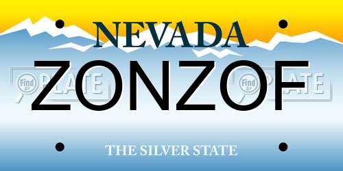 ZONZOF Nevada License Plate