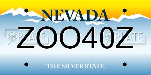 ZOO40Z Nevada License Plate