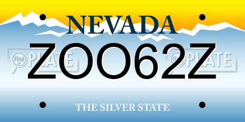 ZOO62Z Nevada License Plate