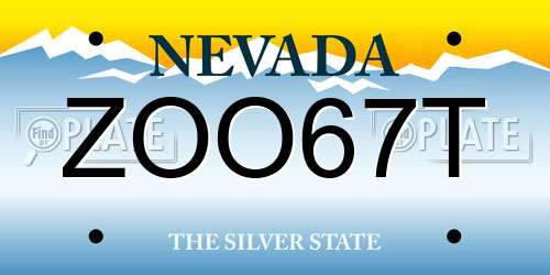 ZOO67T Nevada License Plate