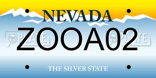 ZOOA02 Nevada License Plate
