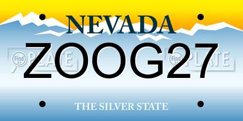 ZOOG27 Nevada License Plate